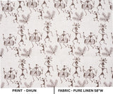 Handcrafted Dhun Print in Beige and Brown on Pure Linen Sofa Cushion Cover Fabric