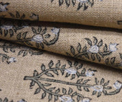 Linen Block Print Fabric 58 Inch Width Heavy Linen Natural Base Color Curtains and Drapes Upholstery Pillow Covers Tablecloths and Runners Bedding Tote Bag