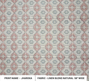 Linen Block Print Fabric Linen Blend 58 Inch Width Light Weight Linen Natural Base Color Curtains and Drapes Upholstery Handmade Art Pillow Covers Tablecloths and Runners Bedding Tote Bag Lampshades Napkins by Fabritual