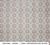 Handcrafted Pink & Blue Floral Block Printed Linen Blend Fabric for Sofa, Chair and Boho Curtains – JHAROKA