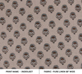 Indian Made Block Printed Silver Pink and Gray Floral Fabric on Pure Linen 58" Wide for Table Napkins – INDERJEET