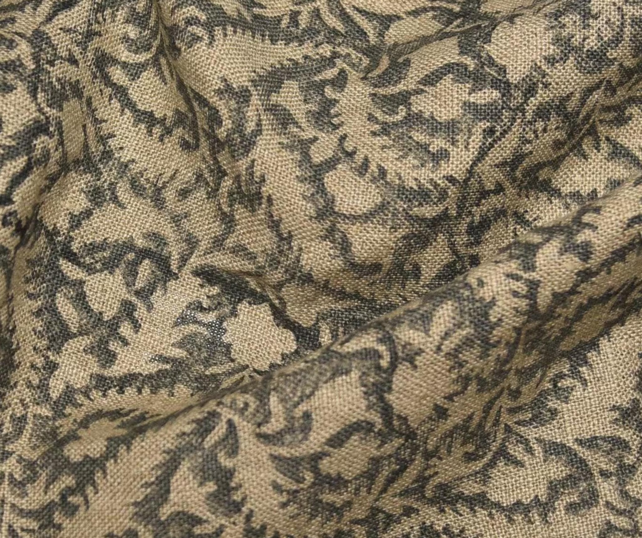 Linen Block Print Fabric 58 Inch Width Heavy Linen Natural Base Color Curtains and Drapes Upholstery Pillow Covers Bedding Tote Bag by Fabritual