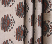 Linen Block Print Fabric 58 Inch Width Medium Weight Linen Natural Base Color Curtains and Drapes Upholstery Pillow Covers Tablecloths and Runners Bedding Tote Bag Lampshades Napkins by Fabritual