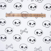 Handmade Black Skeleton Print Table Runner Elegant Fabric on Thick Cotton White for Halloween Decor