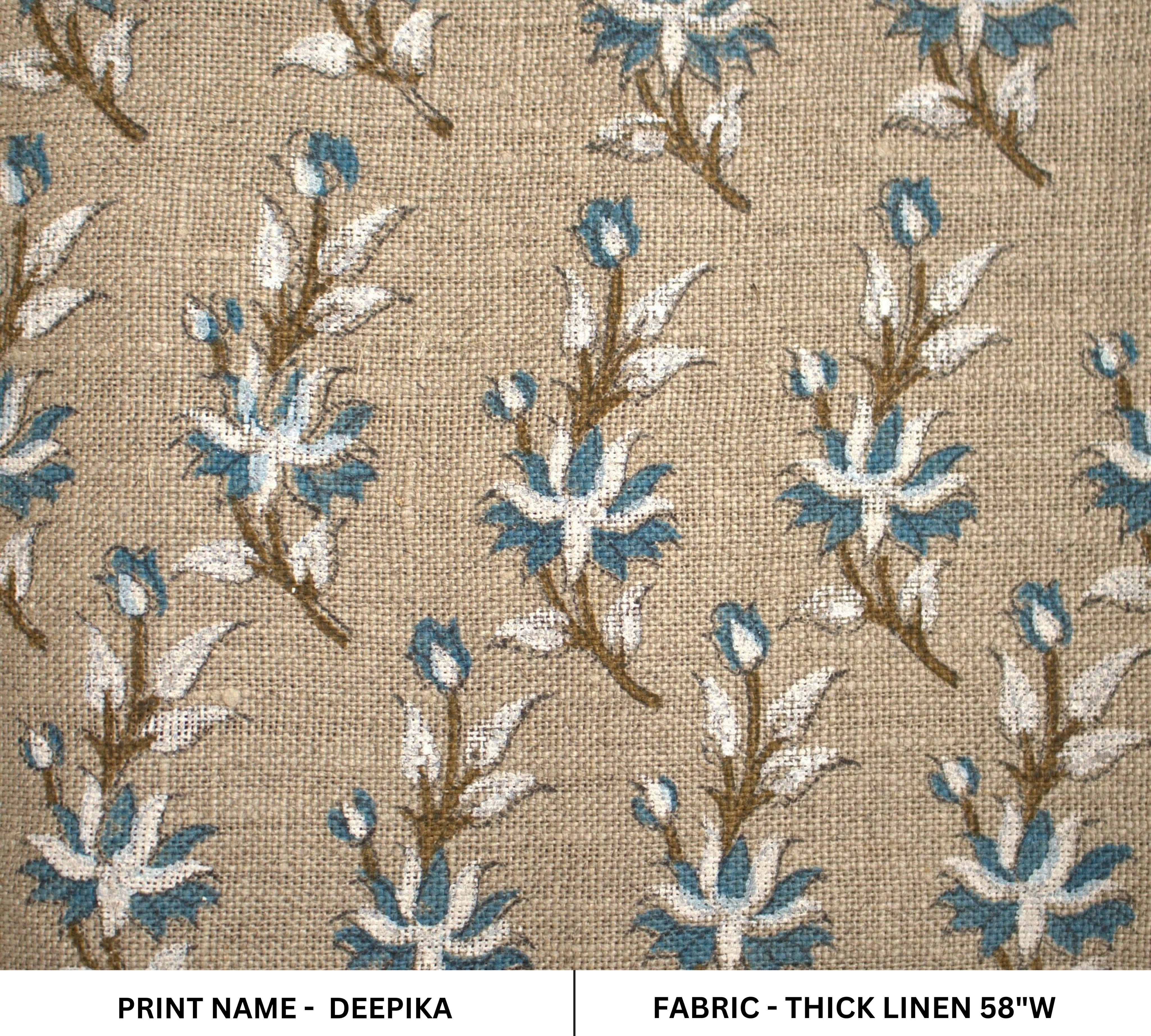 Deepika  Handblocked Floral Block Print Fabric,Pillow Cover Fabric,Heavy Upholstery Fabric  Linen & Cotton Fabrics By The Yard