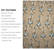 Deepika  Handblocked Floral Block Print Fabric,Pillow Cover Fabric,Heavy Upholstery Fabric  Linen & Cotton Fabrics By The Yard