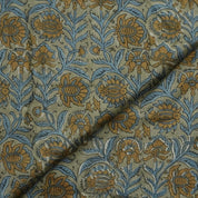 Linen Block Print Fabric 58 Inch Width Medium Weight Linen Natural Base Color Curtains and Drapes Handmade Art Pillow Covers Tablecloths and Runners Bedding Tote Bag Lampshades Napkins by Fabritual