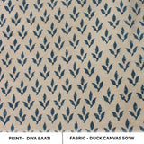 Handmade Designer Blue Floral Block Printed Duck Canvas Fabric for Farmhouse Decor - DIYA BAATI