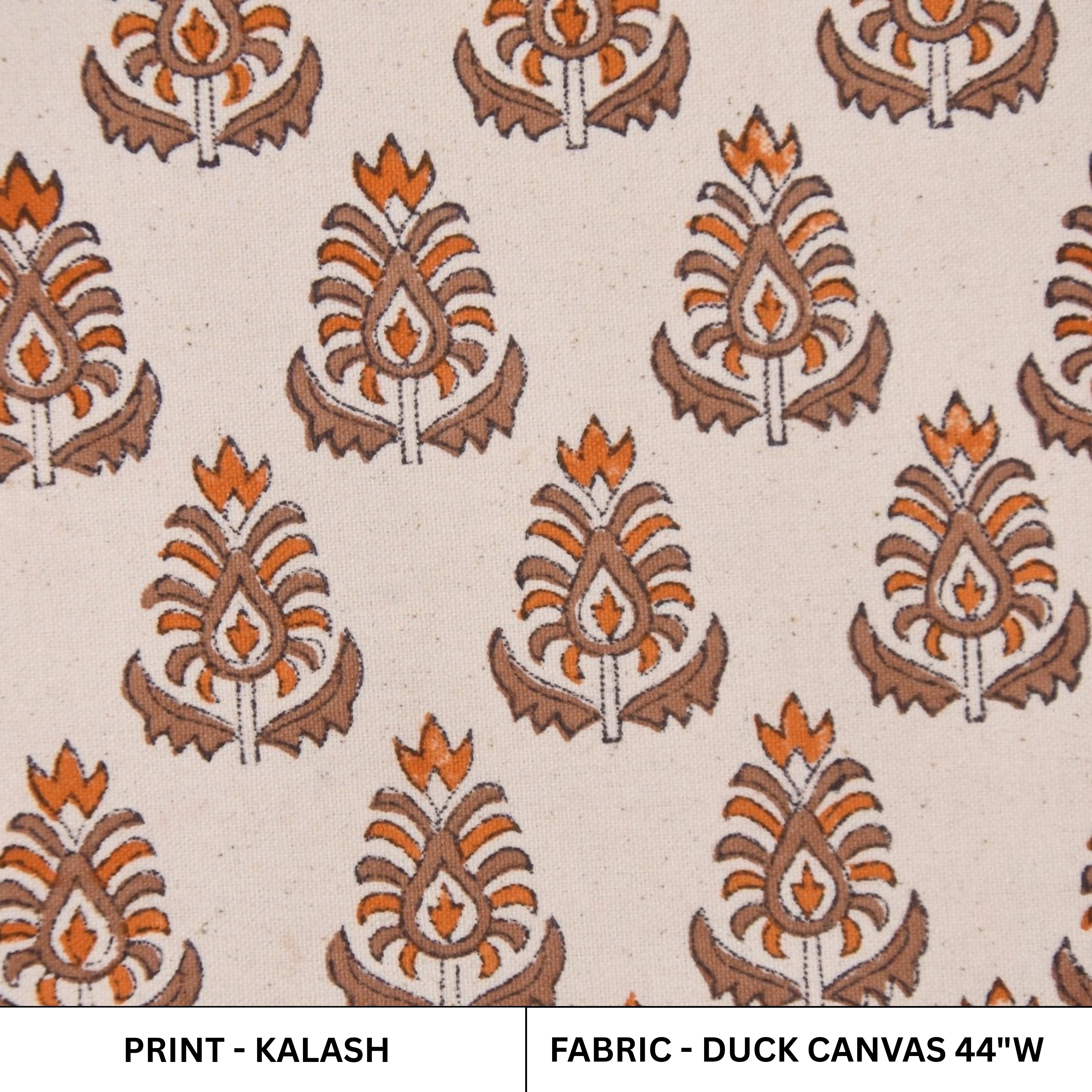 Patterned fabric with 'Kalash' design on duck canvas