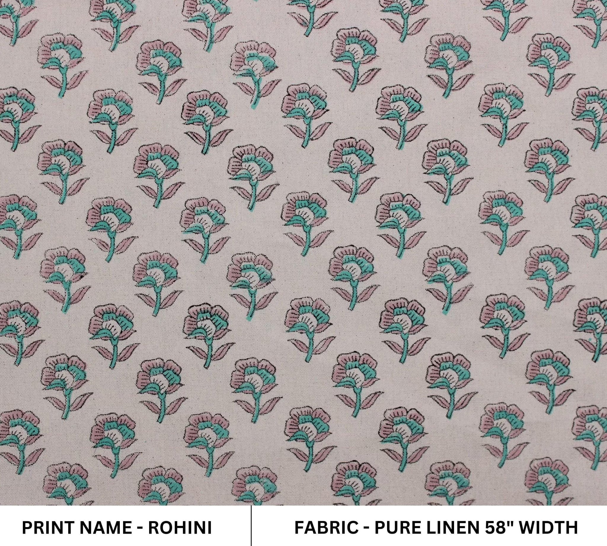 Hand block printed pure linen fabric for throw pillows and window panels
Traditional floral linen fabric for curtains and cushion covers
Rustic pure linen with block prints for table runners and napkins.