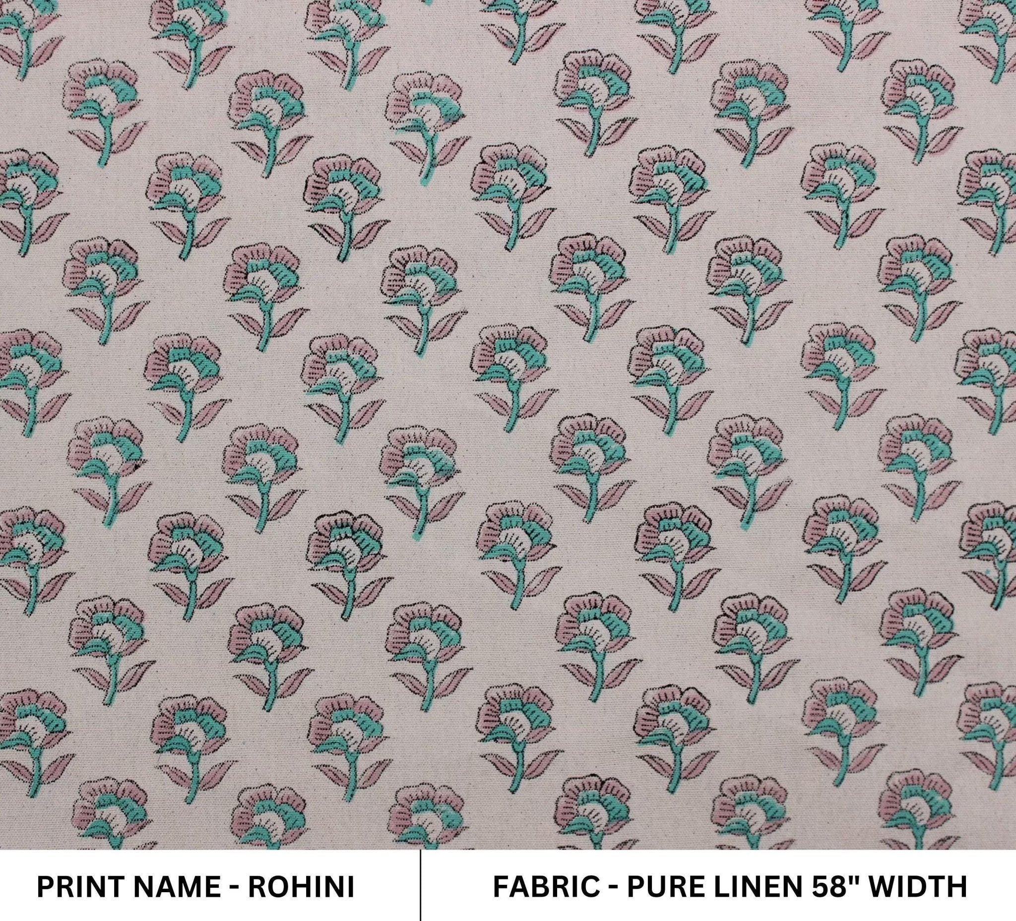 Hand block printed pure linen fabric for throw pillows and window panels
Traditional floral linen fabric for curtains and cushion covers
Rustic pure linen with block prints for table runners and napkins.