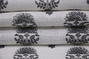 Linen Block Print Fabric Off White linen 58 Inch Width Medium Weight Linen Natural Base Color Curtains and Drapes Upholstery Handmade Art Tablecloths and Runners Bedding Tote Bag Lampshades Napkins by Fabritual