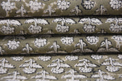 Cotton Block Print Fabric 50 Inch Width Medium Weight Duck Canvas Beige Base Color Curtains and Drapes Tablecloths and Runners Bedding Tote Bag Lampshades Napkins by Fabritual