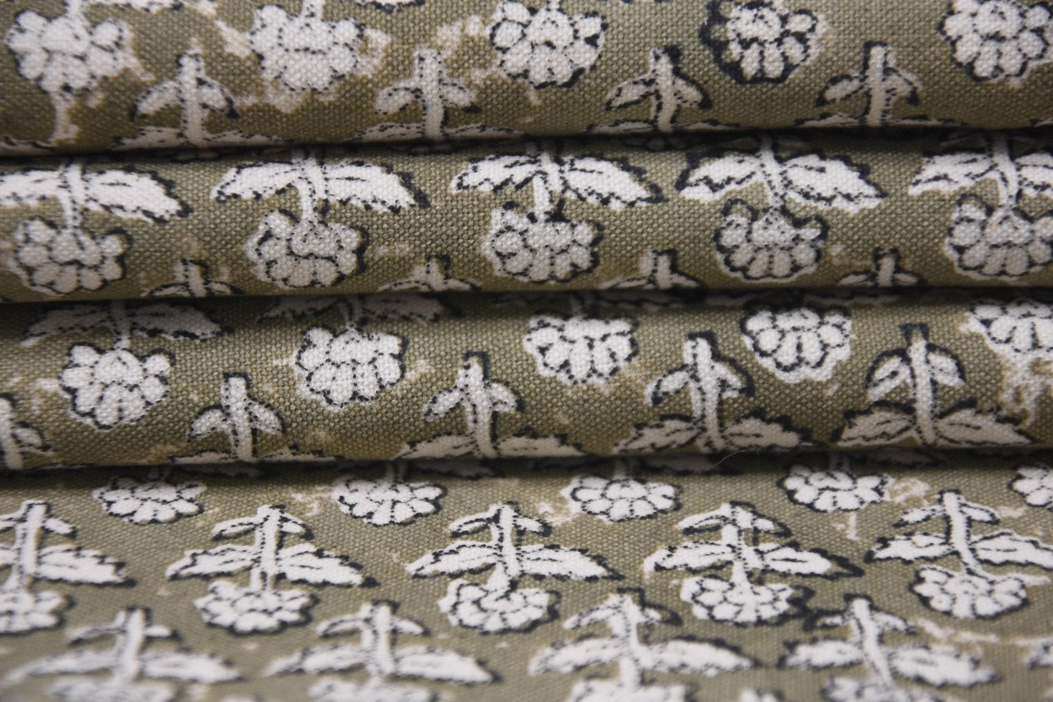 Cotton Block Print Fabric 50 Inch Width Medium Weight Duck Canvas Beige Base Color Curtains and Drapes Tablecloths and Runners Bedding Tote Bag Lampshades Napkins by Fabritual