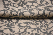 Handcrafted Block Printed Beige and Gray Floral in Thick Linen Fabric for Decorative Cushion Covers - Black Forest