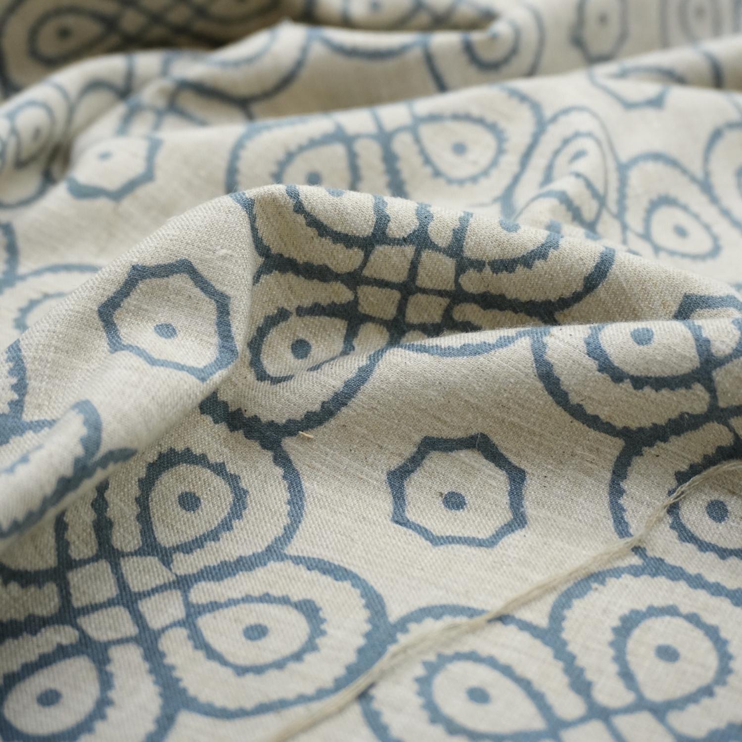 Handcrafted Block Print Fabric in 58” Soft Viscose Linen for Curtains, Fabritual Viscose Linen for Handmade Upholstery and Pillow Covers.