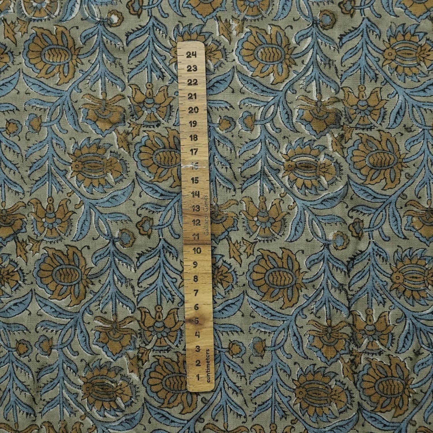 Linen Block Print Fabric 58 Inch Width Medium Weight Linen Natural Base Color Curtains and Drapes Upholstery Handmade Art Pillow Covers Tablecloths and Runners Lampshades Napkins by Fabritual