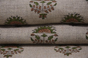 Linen Block Print Fabric 58&quot; Width Heavy Linen Natural Base Color Curtains and Drapes Covers Tablecloths and Runners Bedding Tote Bag by Fabritual
