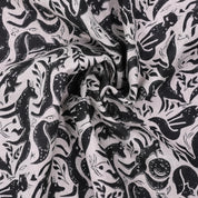 Indian Handmade Black Gehravan Print Textile Fabric on Pure Linen for Upholstery