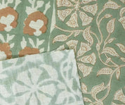 Cotton Block Print Fabric 58&quot; Width Medium Weight Pure Linen Natural Base Color Curtains and Drapes Pillow Covers  Bedding Tote Bag Lampshades Napkins by Fabritual