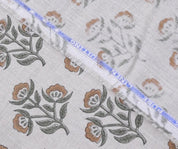 Linen Block Print Fabric 58 Inch Width Medium Weight Linen Natural Base Color Curtains and Drapes Upholstery Handmade Art Pillow Covers Tablecloths and Runners Bedding Tote Bag Napkins by Fabritual