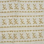 Pure Linen Fabric Natural Soft Block Printed Pastel Gray and Bronze Metallic Floral for Tablecloth & Upholstery - Phool Dali