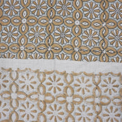 Indian Handblock Printed Sage Green and White Floral Throw Pure Linen Curtains Fabric with Varnika Design