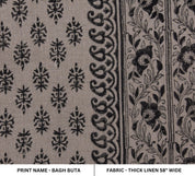 Linen Block Print Fabric 58 Inch Width Heavy Linen Natural Base Color Curtains and Drapes Upholstery Pillow Covers Tablecloths and Runners Bedding Tote Bag by Fabritual