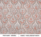 Indian Handcrafted Pink Amarbel Floral Print in Pure Linen Fabric for Sofa Cushion Cover