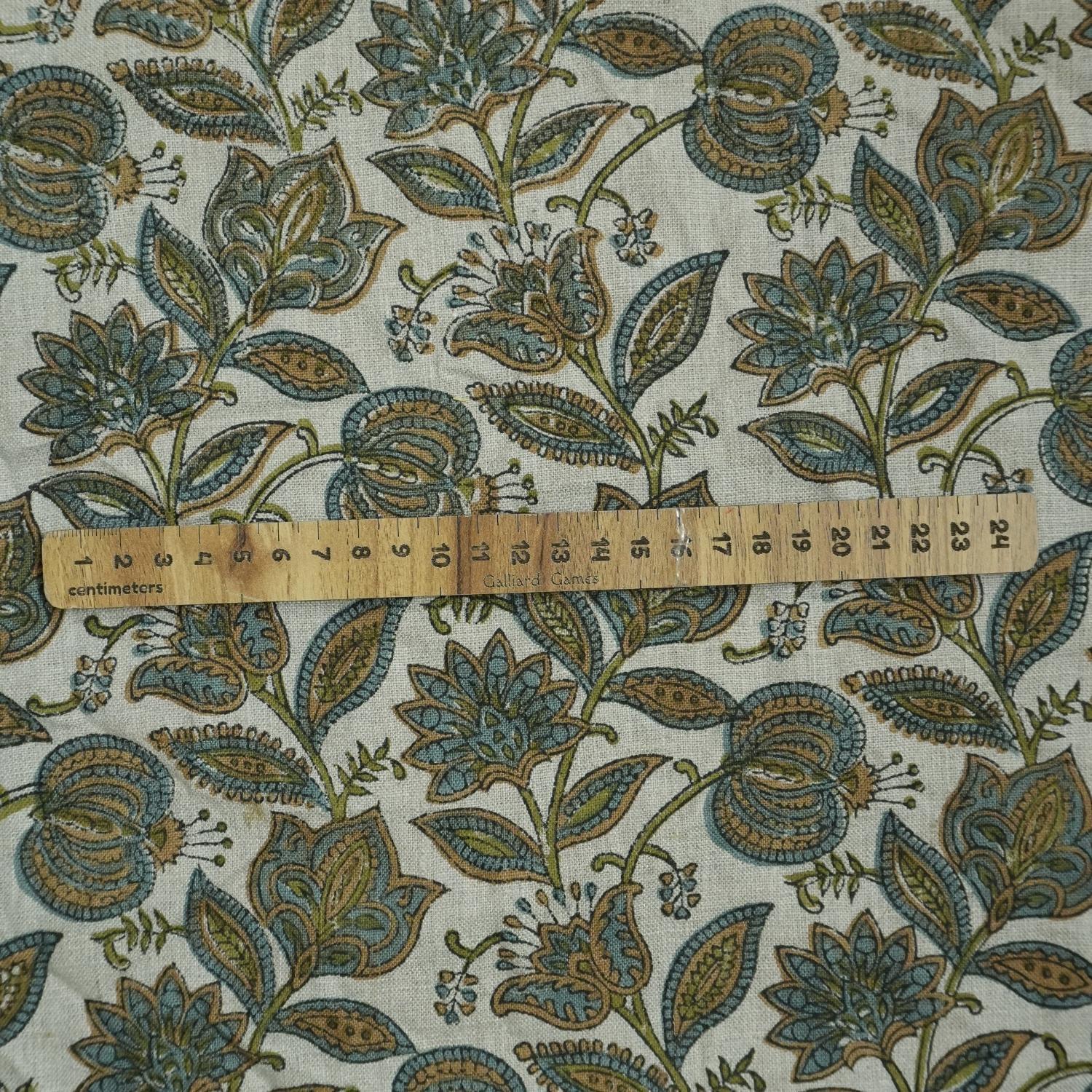 Linen Block Print Fabric 58 Inch Width Medium Weight Linen Natural Base Color Curtains and Drapes Upholstery Handmade Art Tablecloths and Runners Bedding Tote Bag Lampshades Napkins by Fabritual