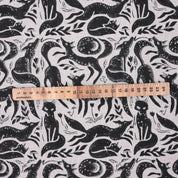 Indian Handmade Black Gehravan Print Textile Fabric on Pure Linen for Upholstery