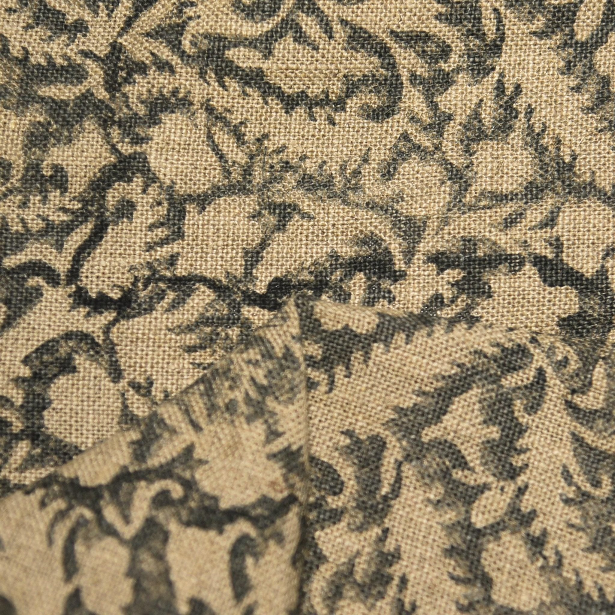 Linen Block Print Fabric 58 Inch Width Heavy Linen Natural Base Color Curtains and Drapes Upholstery Pillow Covers Tablecloths and Runners Bedding Tote Bag by Fabritual