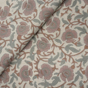 Linen Block Print Fabric Linen Blend 58 Inch Width Light Weight Linen Natural Base Color Curtains and Drapes Upholstery Handmade Art Pillow Covers Tablecloths and Runners Bedding Tote Bag Napkins by Fabritual