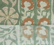 Cotton Block Print Fabric 58&quot; Width Medium Weight Pure Linen Natural Base Color Curtains and Drapes Pillow Covers Tablecloths and Runners Bedding Tote Bag Lampshades by Fabritual