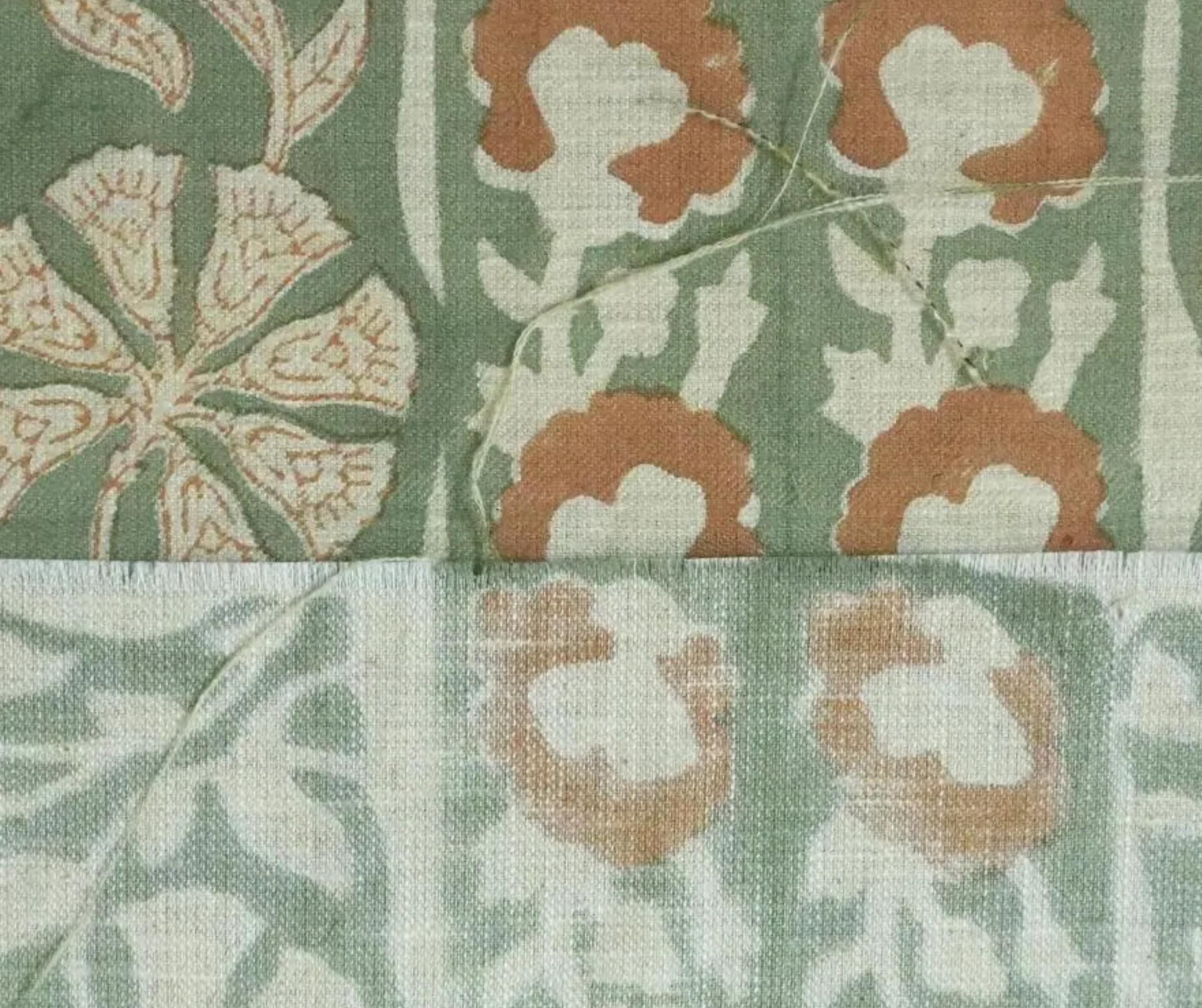 Cotton Block Print Fabric 58&quot; Width Medium Weight Pure Linen Natural Base Color Curtains and Drapes Pillow Covers Tablecloths and Runners Bedding Tote Bag Lampshades by Fabritual