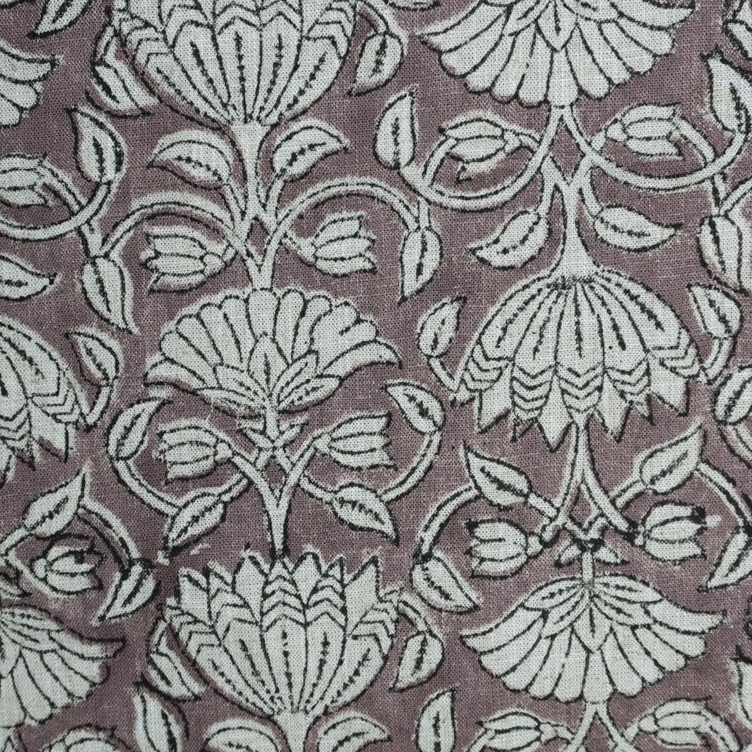 LINEN HAND BLOCK PRINT VISCOSE LINEN FABRIC FLORAL PRINTED PILLOW FOR COUCH AND SOFA - ULTA KAMAL