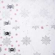 Indian Hand Block Black and Gray Spider Print Cuchion Cover Fabric for Halloween Decor in Thick Cotton White
