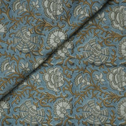 Linen Block Print Fabric 58 Inch Width Medium Weight Linen Natural Base Color Curtains and Drapes Upholstery Handmade Art Tablecloths and Runners Bedding Tote Bag Lampshades Napkins by Fabritual