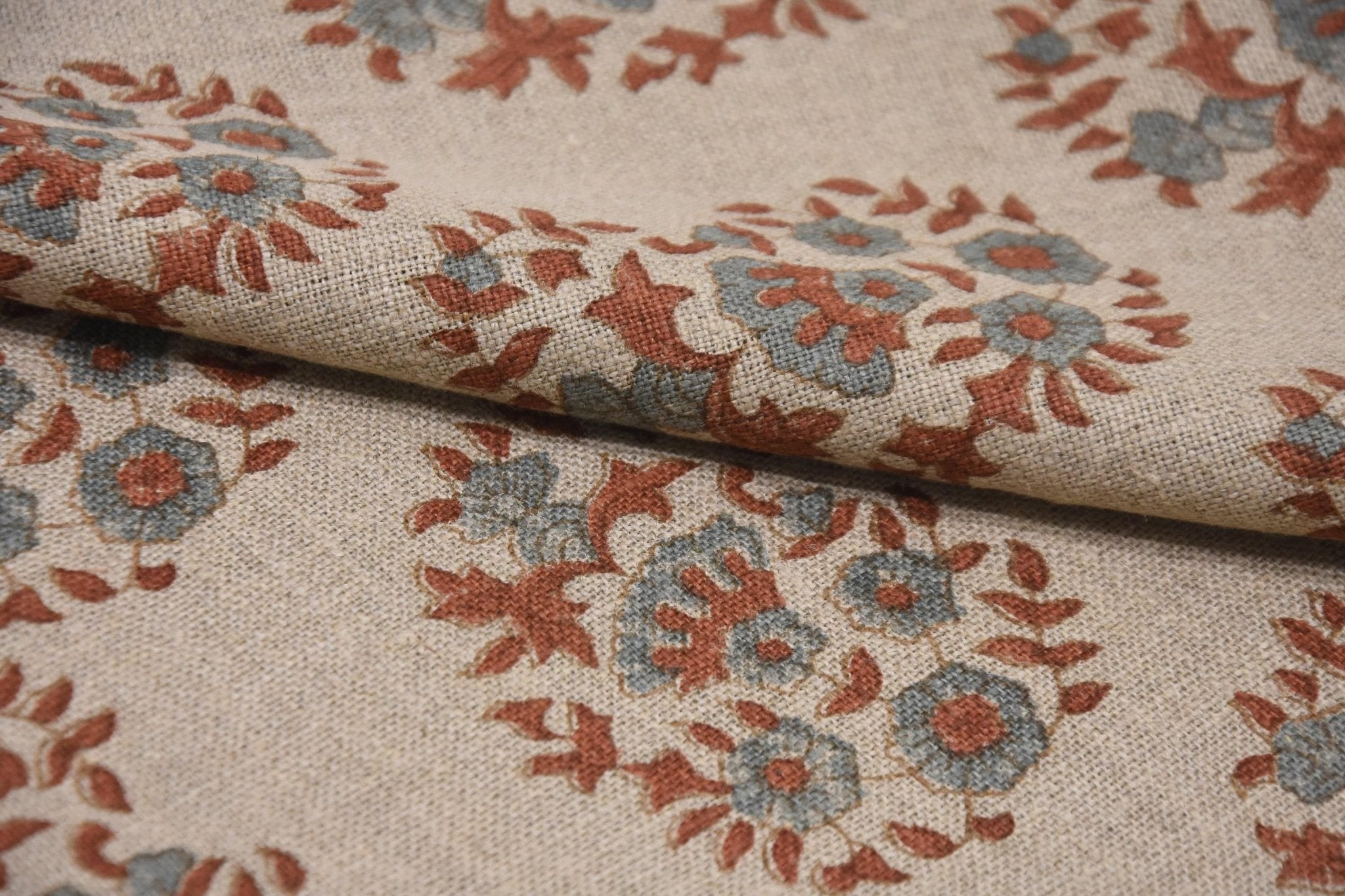 Linen Pillow Cover  Fabric 58 Inch Width Heavy Linen Natural Base Color Curtains and Drapes Upholstery block print Tablecloths and Runners by Fabritual