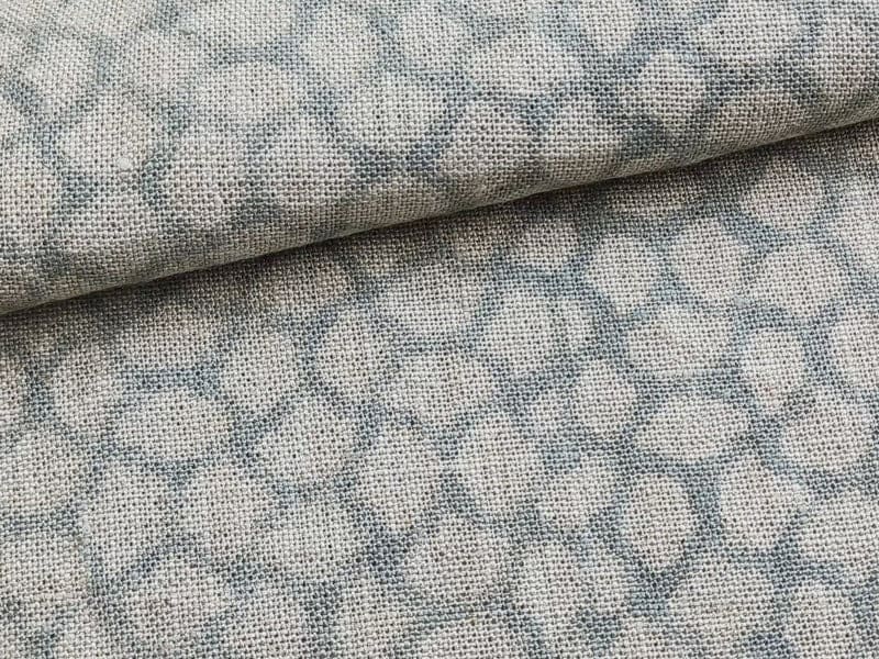 Eco-Friendly Hand Block Print Grey Thick Linen Fabric - Vintage