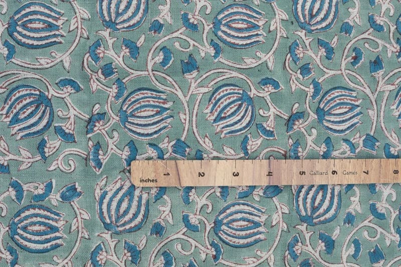 Eco Friendly Hand Block Print Blue Pure Linen Fabric – 6 Kamal