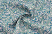 Eco Friendly Hand Block Print Blue Pure Linen Fabric – 6 Kamal