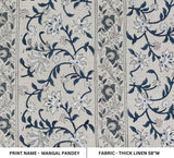 Eco- Friendly Hand Block Print Blue Thick Linen Fabric - Mangal Pandey