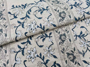 Eco- Friendly Hand Block Print Blue Thick Linen Fabric - Mangal Pandey