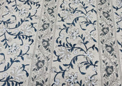 Eco- Friendly Hand Block Print Blue Thick Linen Fabric - Mangal Pandey