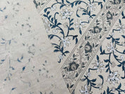 Eco- Friendly Hand Block Print Blue Thick Linen Fabric - Mangal Pandey