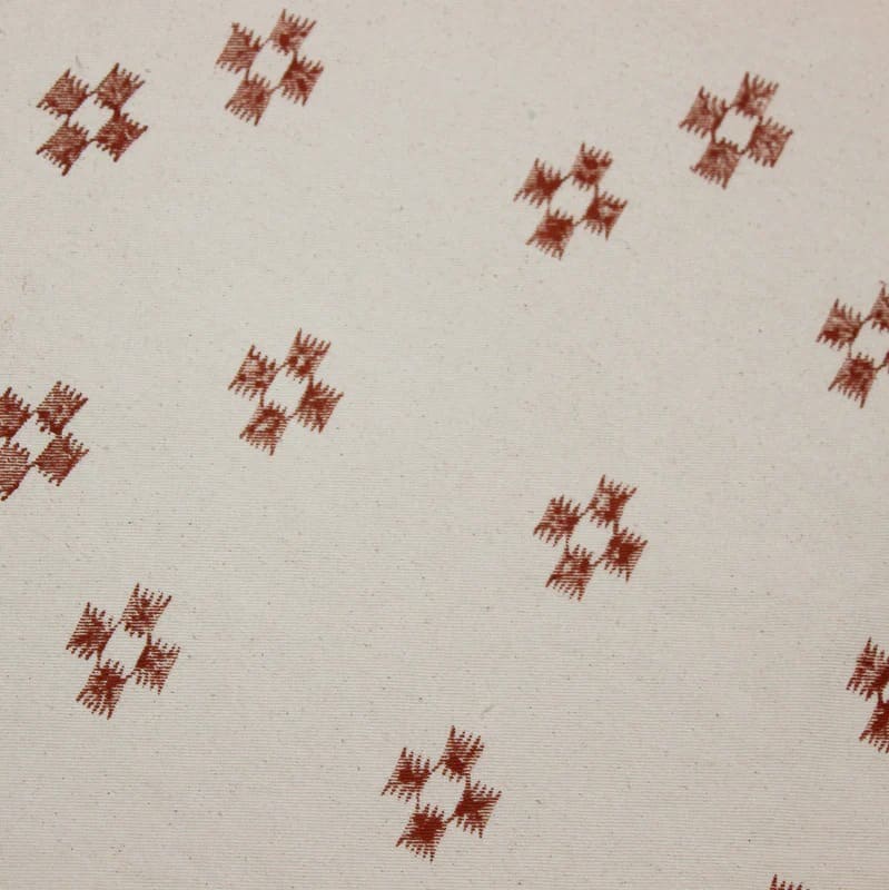 Eco-Friendly Hand Block Print Bronze Duck Canvas Fabric - Barfi