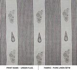 Eco-Friendly Hand Block Print Brown Pure Linen Fabric - Urban Flag