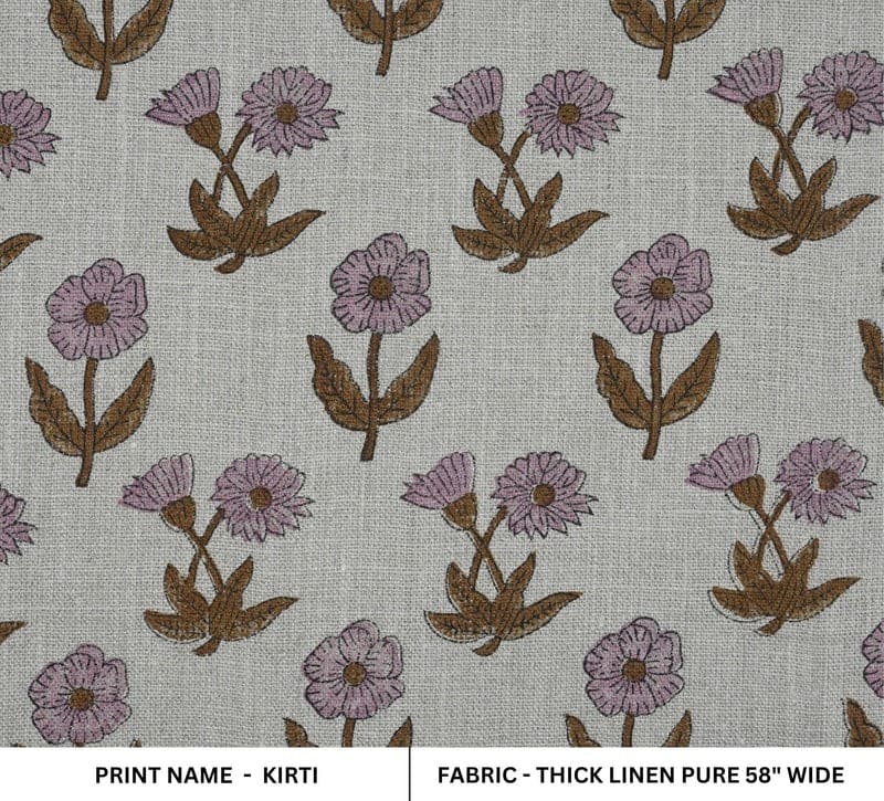 Eco- Friendly Hand Block Print Brown Thick Linen Fabric  – Kirti