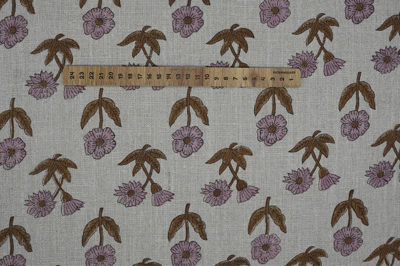 Eco- Friendly Hand Block Print Brown Thick Linen Fabric  – Kirti
